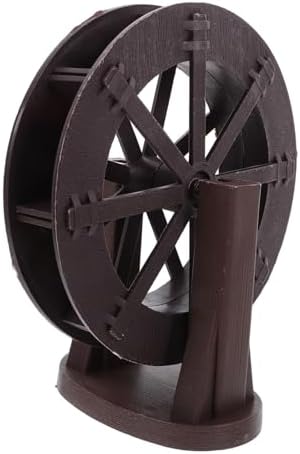 VOSAREA Micro Water Fountain Wheel with Bracket Brown Rustic Design Indoor Decor Accessory