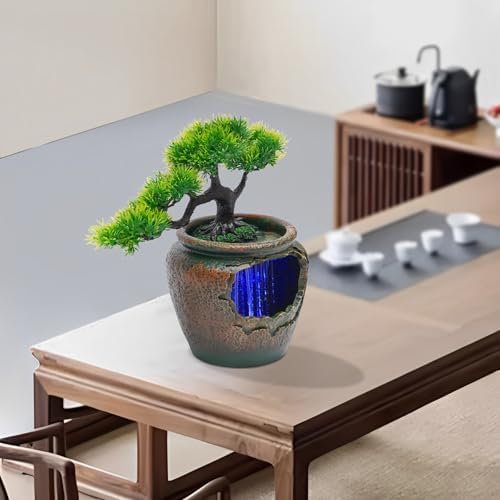 Indoor Tabletop Fountain with LED Lights and Automatic Pump