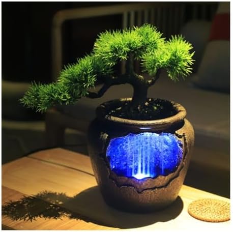 Simple Modern Bonsai Vase with Tabletop Fountain
