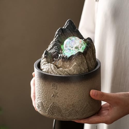 Brown Ceramic Desktop Fountain for Home Decor