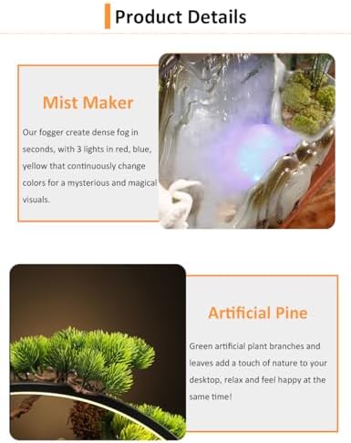 CIFUPUQU Deer Tabletop Water Fountain with LED Light and Incense Holder