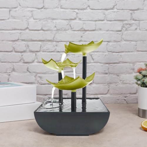 Generic Indoor Tabletop Water Fountain with LED Light Zen Meditation Waterfall