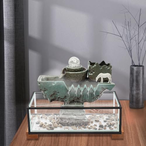 Eco-friendly Tabletop Water Fountain with LED Light and Mist Plants