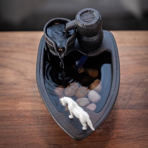 White Horse Tabletop Water Fountain Home Decor