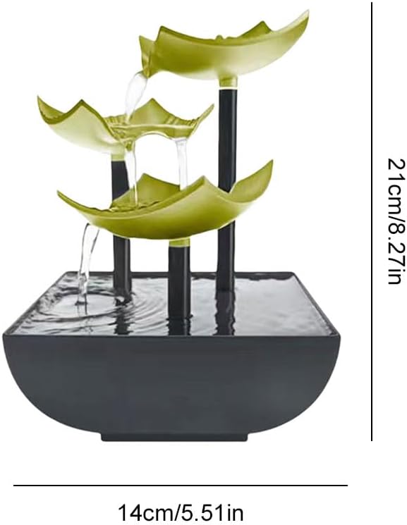 Generic Indoor Tabletop Water Fountain with LED Light Zen Meditation Waterfall