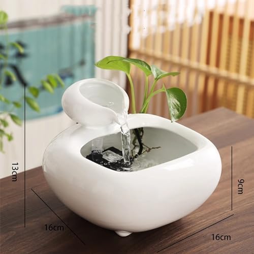 AMONG White Tabletop Fountain Ceramic Indoor Decor