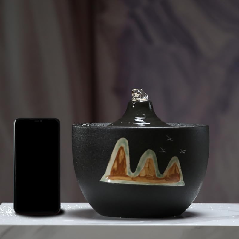 Zen White Ceramic Water Fountain for Home Office Decor