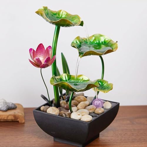 Bocnity Tabletop Waterfall Fountain with Lotus Design