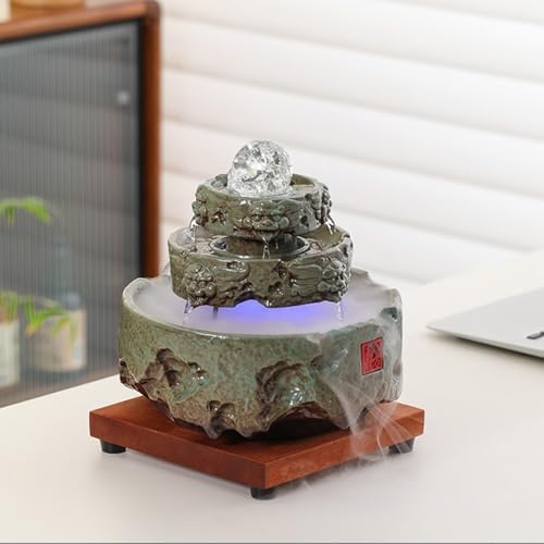 Elegant Green Ceramic Tabletop Water Fountain