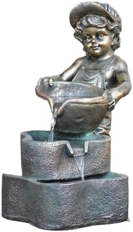 Elegant Desktop Water Fountain with Imitation Copper Resin Design