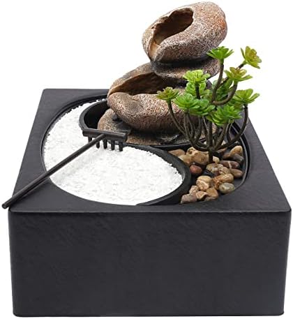 Tabletop Water Fountain with LED Light for Office Home and Bedroom Decor