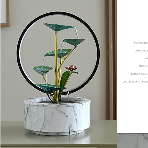 5 Tier Indoor Water Fountain with LED Light and Lotus Leaf Design