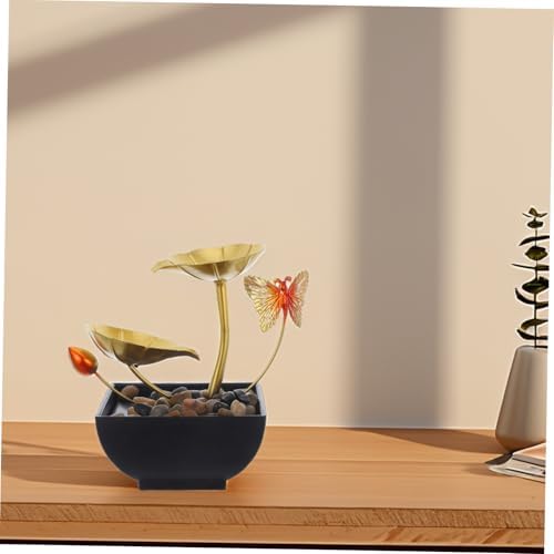 CORHAD Leaf Indoor Tabletop Fountain with LED Light and River Rocks