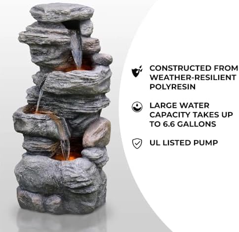 Outdoor Cascading Bowls LED Water Fountain for Garden and Porch