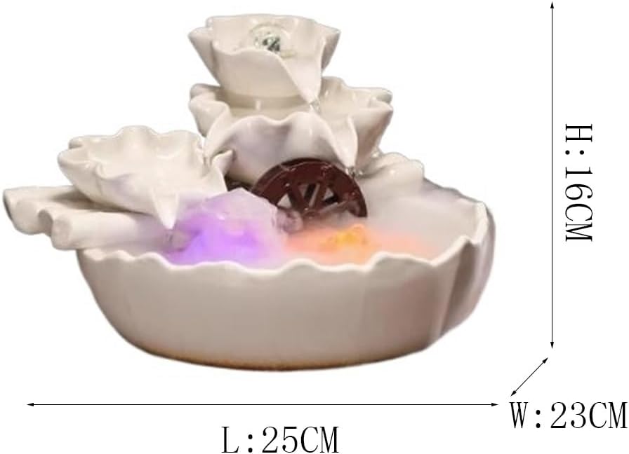 Elegant Ceramic Tabletop Water Fountain with Lighting and Fog