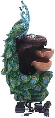 Bacacoo 110V Indoor Tabletop Fountain with Peacock Design