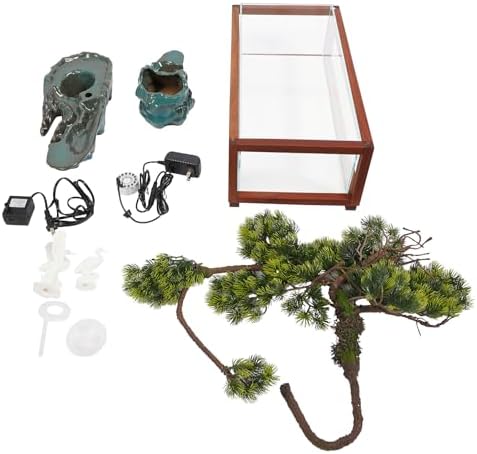Elegant Tabletop Crane Water Fountain with LED and Fish Tank