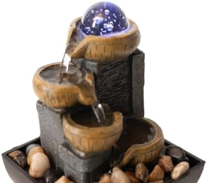 4-Tier Tabletop Fountain with Colored Lights and Bubble Ball
