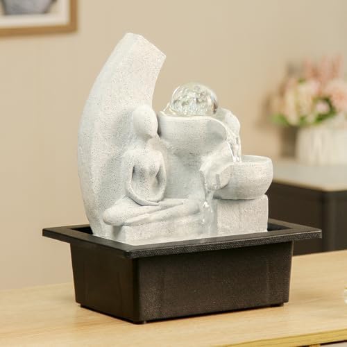 TiCin Tabletop Water Fountain with Spinning Ball Light