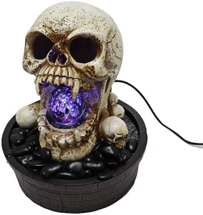 Custom Pro Tabletop Halloween Devil Skull Fountain with Rotating Orb