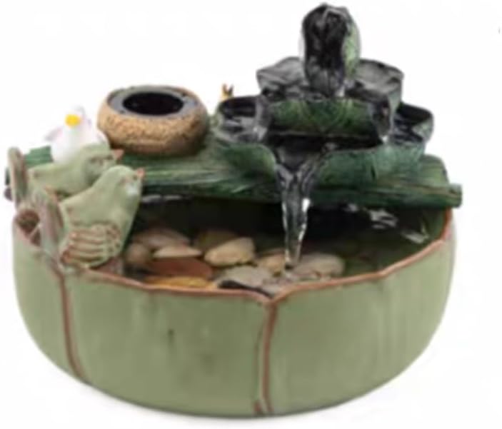 Elegant Desktop Water Fountain with Lotus and Bird Design
