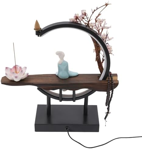 Flhonudi Tabletop Water Fountain with LED Light and Automatic Pump
