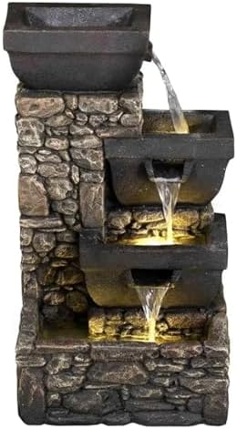 Water Fountain with LED Lights and Auto-Pump for Home and Outdoor Use