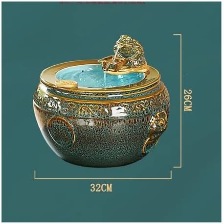 Ceramic Tabletop Fountain with Water Wheel and Lucky Decor