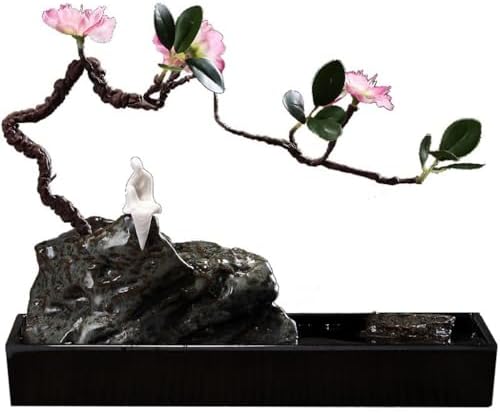 Wooden Water Fountain with Rockery Design for Home Office Desk