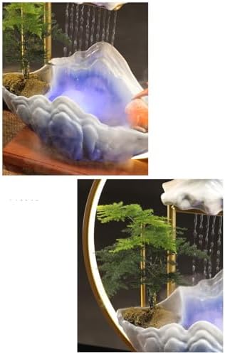 AQWASYUTER Zen Waterfall Desktop Fountain Decor Indoor Living Room Office Wealth Attraction Ceramic Ornament