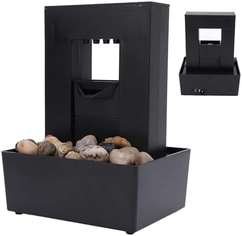 Tabletop Water Fountain with LED Light and Pebbles