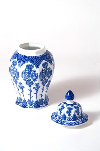 Blue and White Ginger Jar 10 Inch Ceramic Decor
