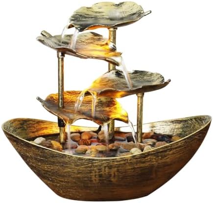 Tabletop Waterfall Fountain - 4 Tier with USB Pump and LED Lights