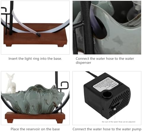 Tabletop Water Fountain with LED Light and Pump