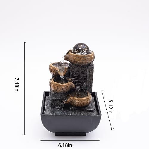 4-Tier Tabletop Fountain with Colored Lights and Bubble Ball