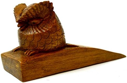 Hand Carved Wooden Door Stopper Owl Home Decor