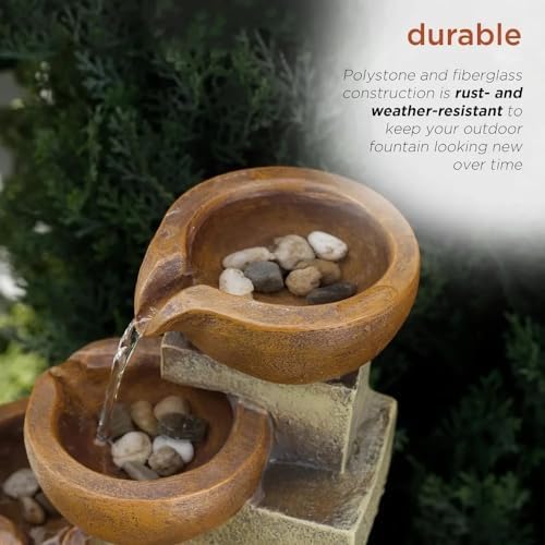 Indoor Outdoor Tabletop Tiered Waterfall Pots with Stone Look