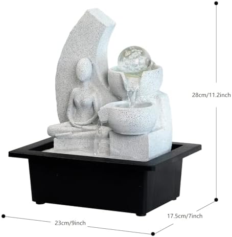 TiCin Tabletop Water Fountain with Spinning Ball Light