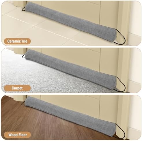 36 Inch Triangle Door Draft Stopper with Hanging Loops - Gray