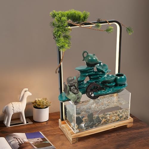Genseino Tabletop Water Fountain with LED Light
