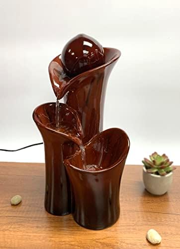 Natures Mark 124 Inch Amber Ball Water Fountain with LED Lights and Power Cord Attached