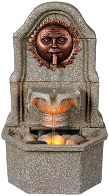 Elegant Desktop Water Fountain with Resin Sun Design