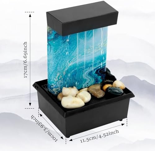 Light Blue Tabletop Fountain with Sound and Light