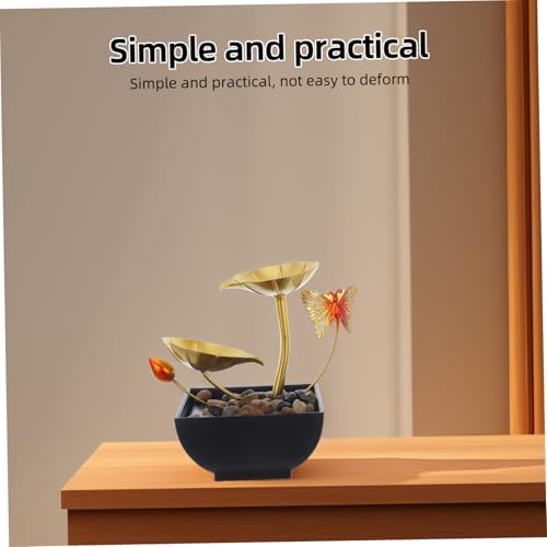 STOBAZA Indoor Water Fountain with Lotus Leaf and River Rocks USB-Powered Air Humidifier for Relaxation and Decor