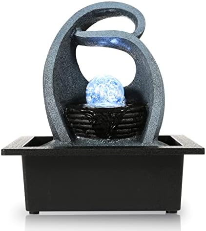 WICHEMI Water Fountain with LED Rolling Ball Indoor Fountain for Home and Office Decor