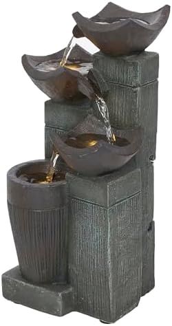 Alpine Corporation TZL414 14 Inch 4 Tier Bowls Fountain with LED Lights