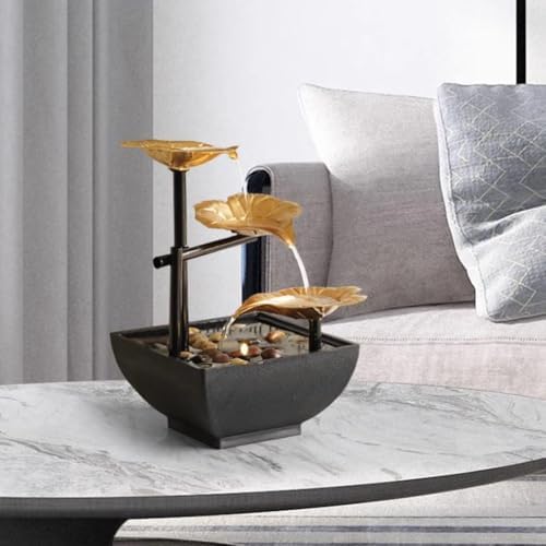Iron Desktop Fountain with Lotus Design for Zen Meditation and Home Decor
