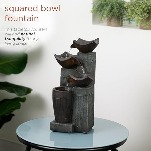 Alpine Corporation TZL414 14 Inch 4 Tier Bowls Fountain with LED Lights