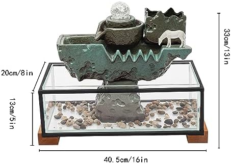 Eco-friendly Tabletop Water Fountain with LED Light and Mist Plants