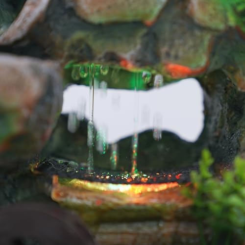 Desk Water Fountain with LED Lights Feng Shui Decor Zen Indoor Ornament for Home Office